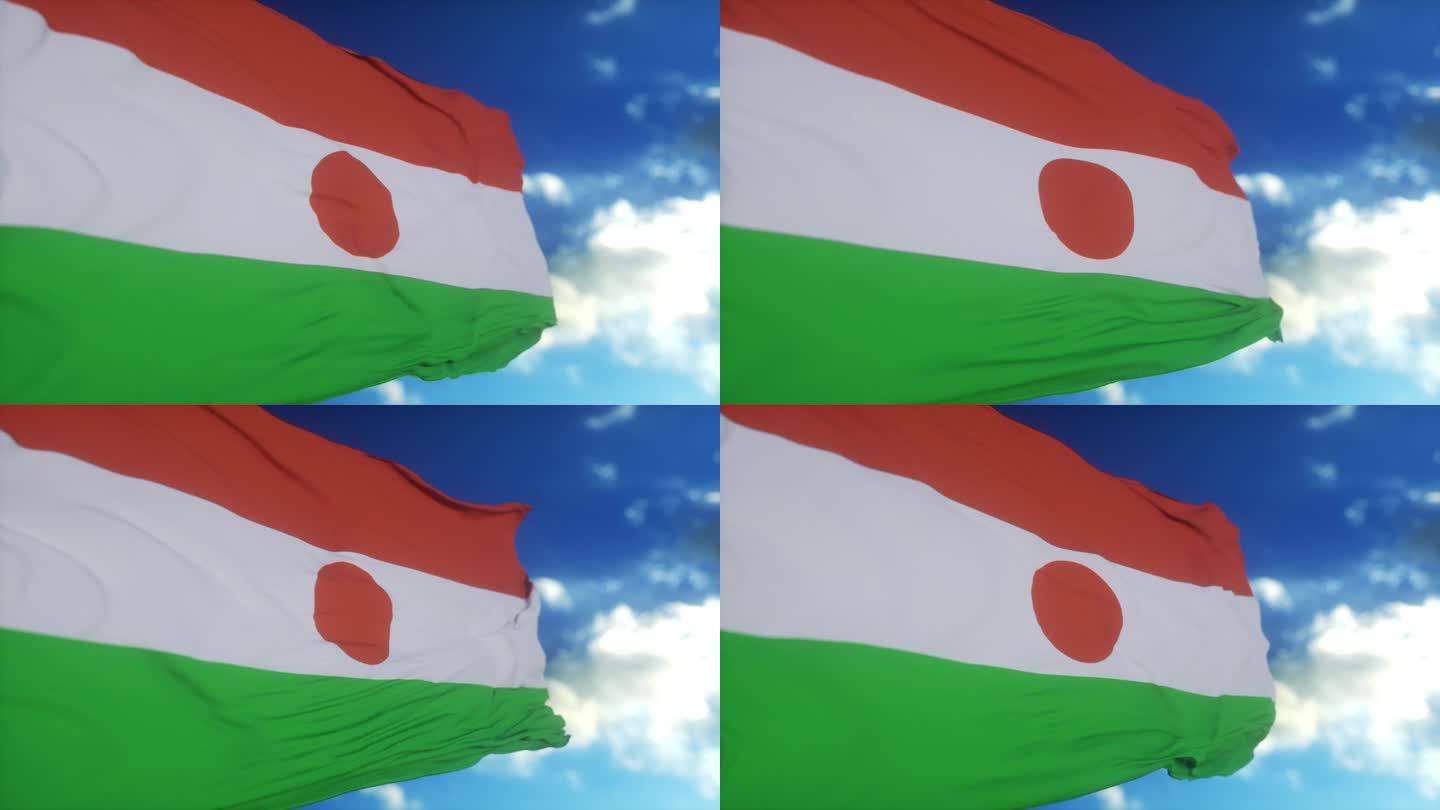 尼日尔国旗在风中飘扬。非洲尼日尔国旗