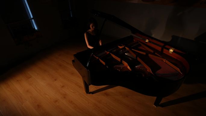 唯美女琴师弹钢琴情绪大片