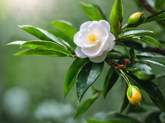 春天山茶花 花开