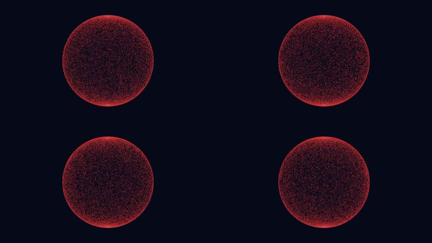 发光的红色球圆形图案的特写与小红点在黑色的背景