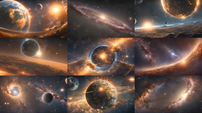 宇宙太空银河太阳系星球抽象动态科幻视频