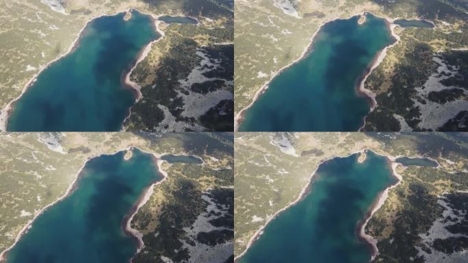 保加利亚里拉山臭湖鸟瞰图