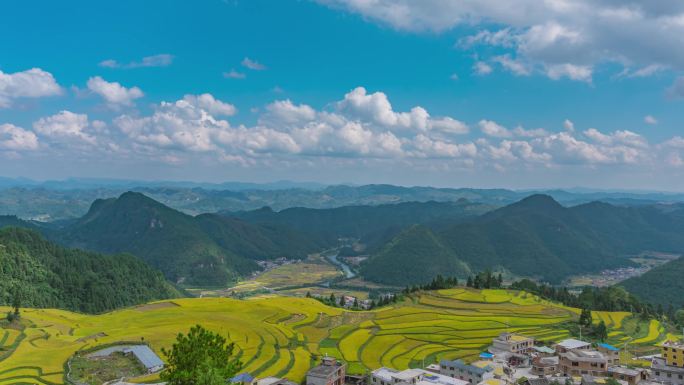 4K贵州梯田山间延时风光摄影