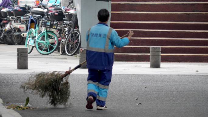 劳动人民-环卫工人-清扫大街