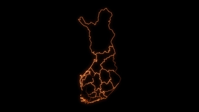 芬兰国家与所有国家霓虹灯大纲动画。