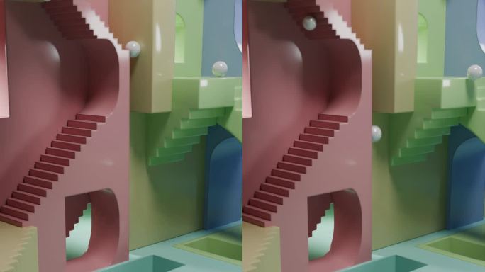 滑球楼梯循环3D动画