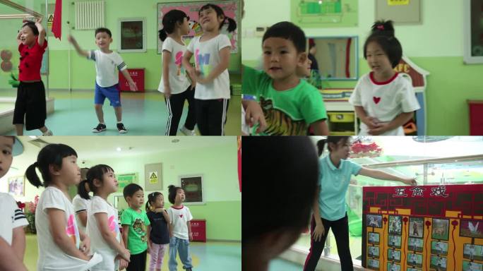 幼儿园 小朋友做室内游戏活动