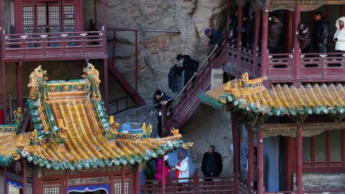 悬空寺大同宣传片素材山西文旅片头悬崖寺庙