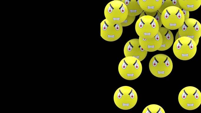 动画黄色疯狂愤怒表情符号表情符号肖像垂直视频过渡透明背景Alpha通道