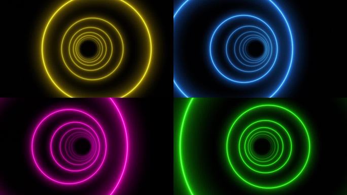 霓虹灯隧道效果圆形框架循环背景