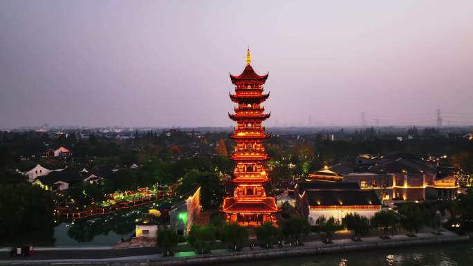 浙江乌镇景区航拍