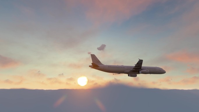 飞机起飞穿梭云层