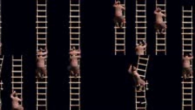 超宽屏舞台士兵攻城爬梯子透明通道动画素材
