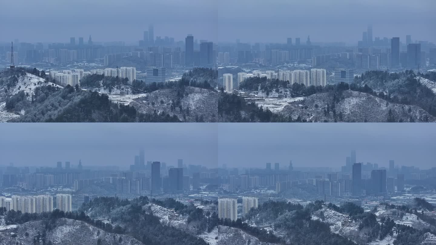 贵阳雪景观山湖区雪景金融城