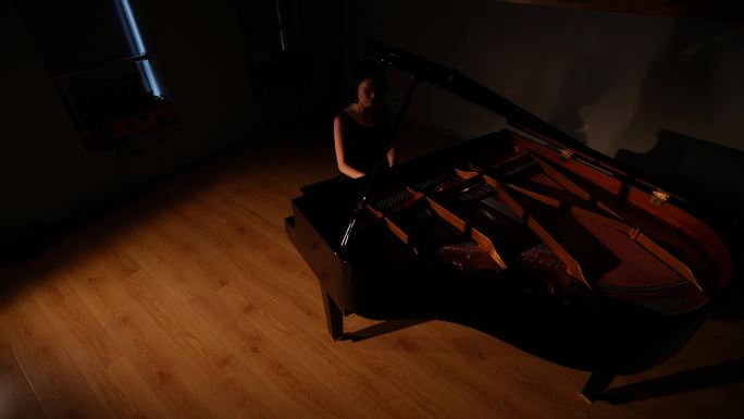 唯美女琴师弹钢琴情绪片
