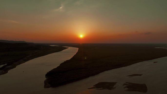 【4K】三河口夕阳黄河日落