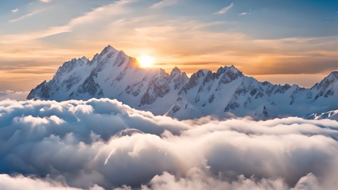 唯美雪山云海日出