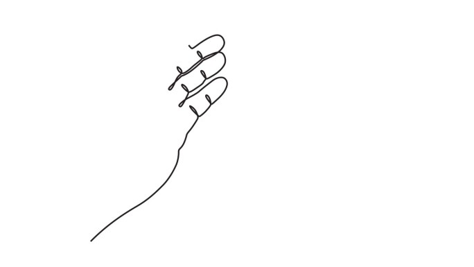 连续的一行动画。手画动画运动图形元素祈祷的手掌。手掌并拢祈祷的概念。4 k的视频