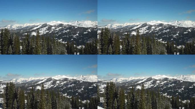 铜山之巅美国飞行者举起电影盘向右韦尔通道戈尔山脉科罗拉多州落基山脉冬末清晨蓝鸟新鲜的雪美丽的风景