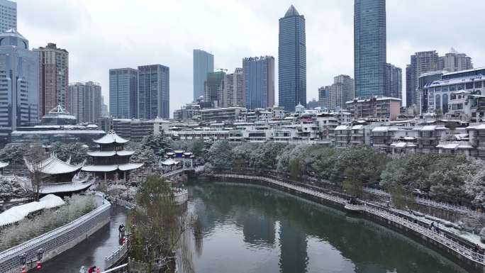 贵阳甲秀楼雪景贵阳雪景南明河雪景