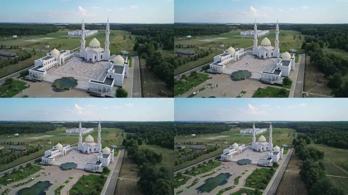 博尔加白色清真寺鸟瞰图。漂亮的白色建筑。鞑靼斯坦共和国。