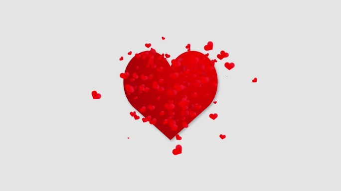 白色背景上的红色跳动的心脏符号。小红心的运动。动画浪漫背景。