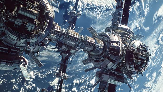 太空航拍空间站未来城市