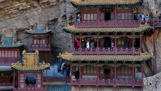 悬空寺大同宣传片素材山西文旅片头悬崖寺庙