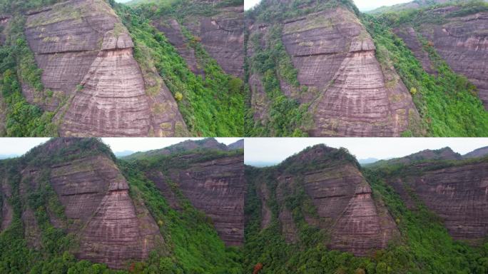 韶关丹霞山地质奇观红色的石头丹霞地貌航拍