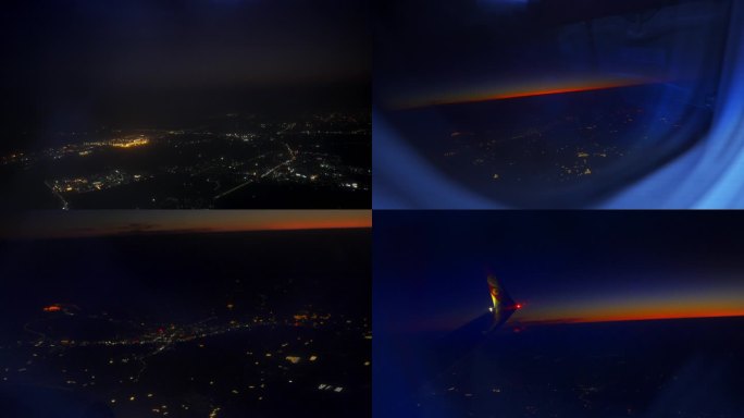 飞行在高空的夜景实拍
