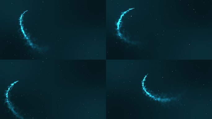 神奇的粒子动画发光的流星在夜间闪烁的天空宇宙天文学背景覆盖暗蓝绿色