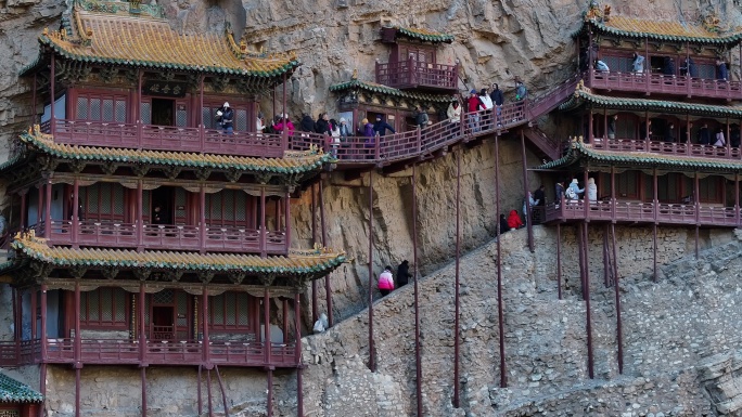 悬空寺大同宣传片素材山西文旅片头悬崖寺庙