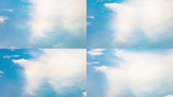 天空蓝天白云彩虹环地平弧气象空镜头延时