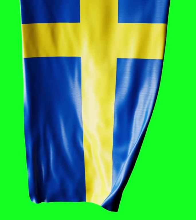 瑞典国旗卷成圆柱形，在旋转时展开并起伏