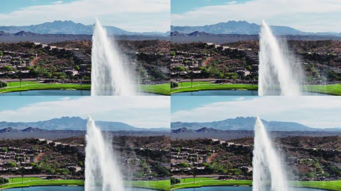 亚利桑那州喷泉山的水被推到空中后，落到湖中