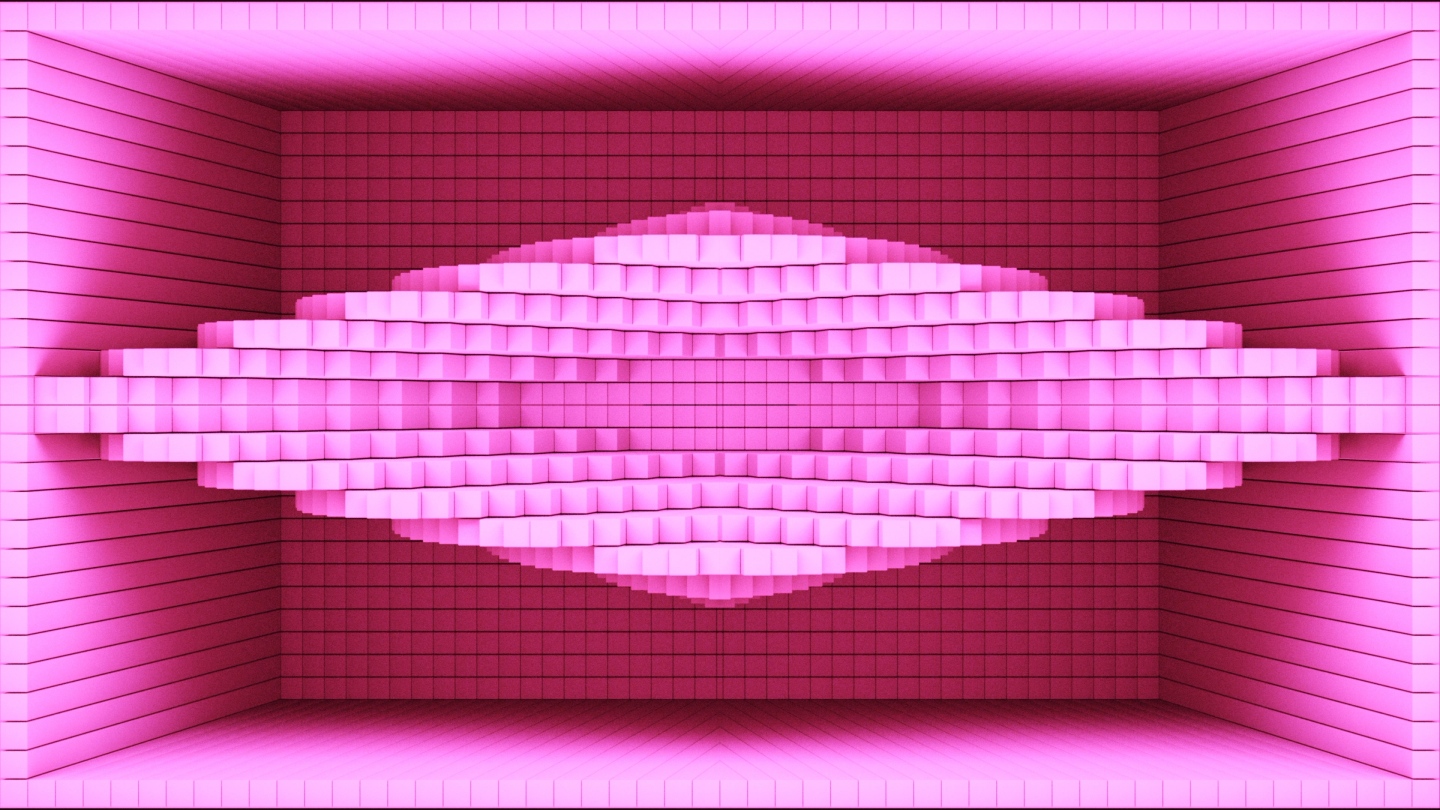【裸眼3D】粉色空间立体光影方块投影空间