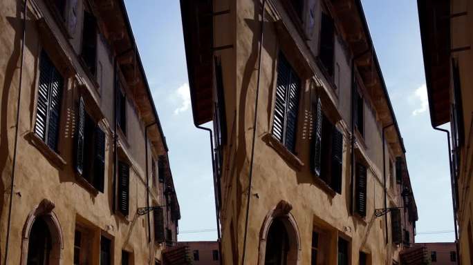意大利维罗纳一条狭窄街道上的旧生活空间
