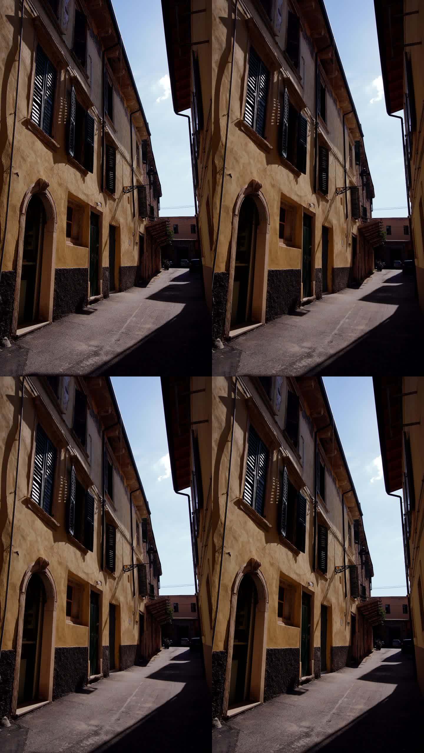 意大利维罗纳一条狭窄街道上的旧生活空间