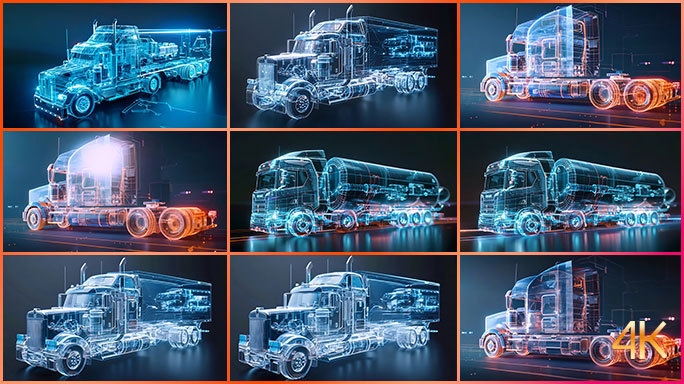 大卡车货车高科技全息结构图 大型运输车辆