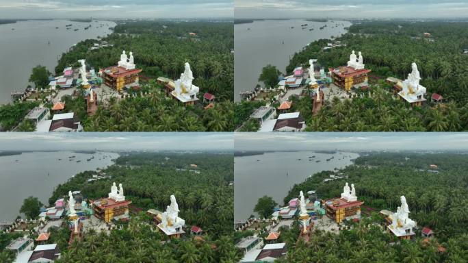 这座塔位于越南天江省连华塔的天河岸边，那里有巨大的佛像