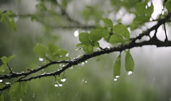 清明雨水茶园雾气山林雨滴立春意境荷花节气