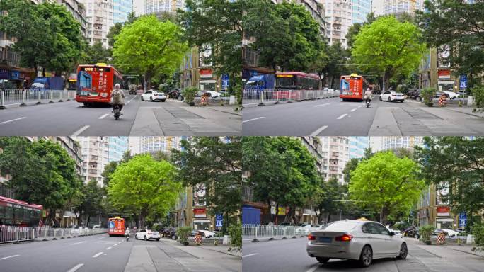4K实拍，广州越秀南路上午的车辆与行人。