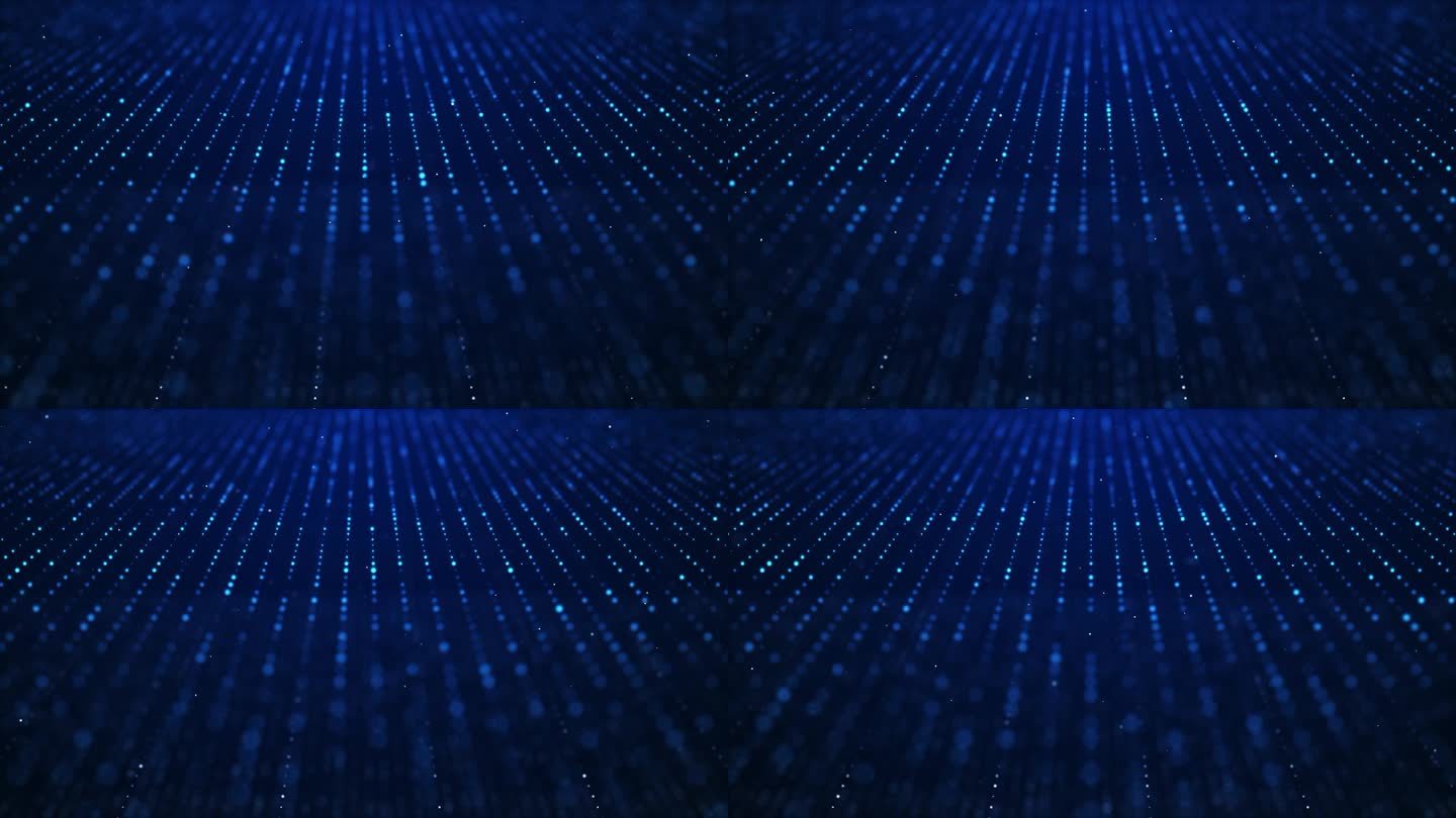技术抽象数字粒子与流动的点蓝色环背景
