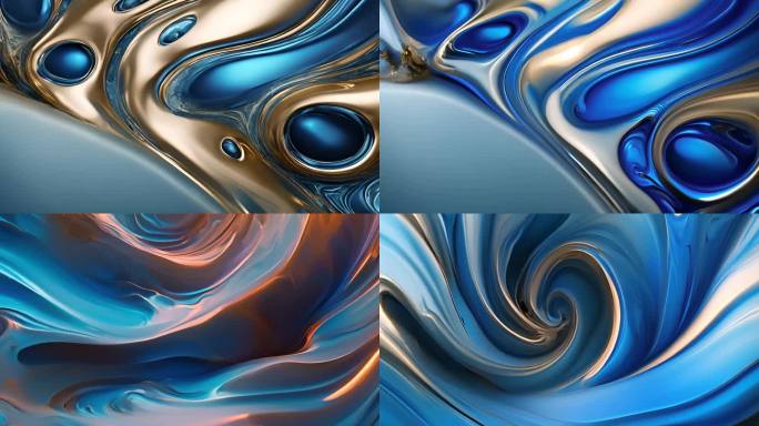 抽象艺术流体创意蓝调视频素材包