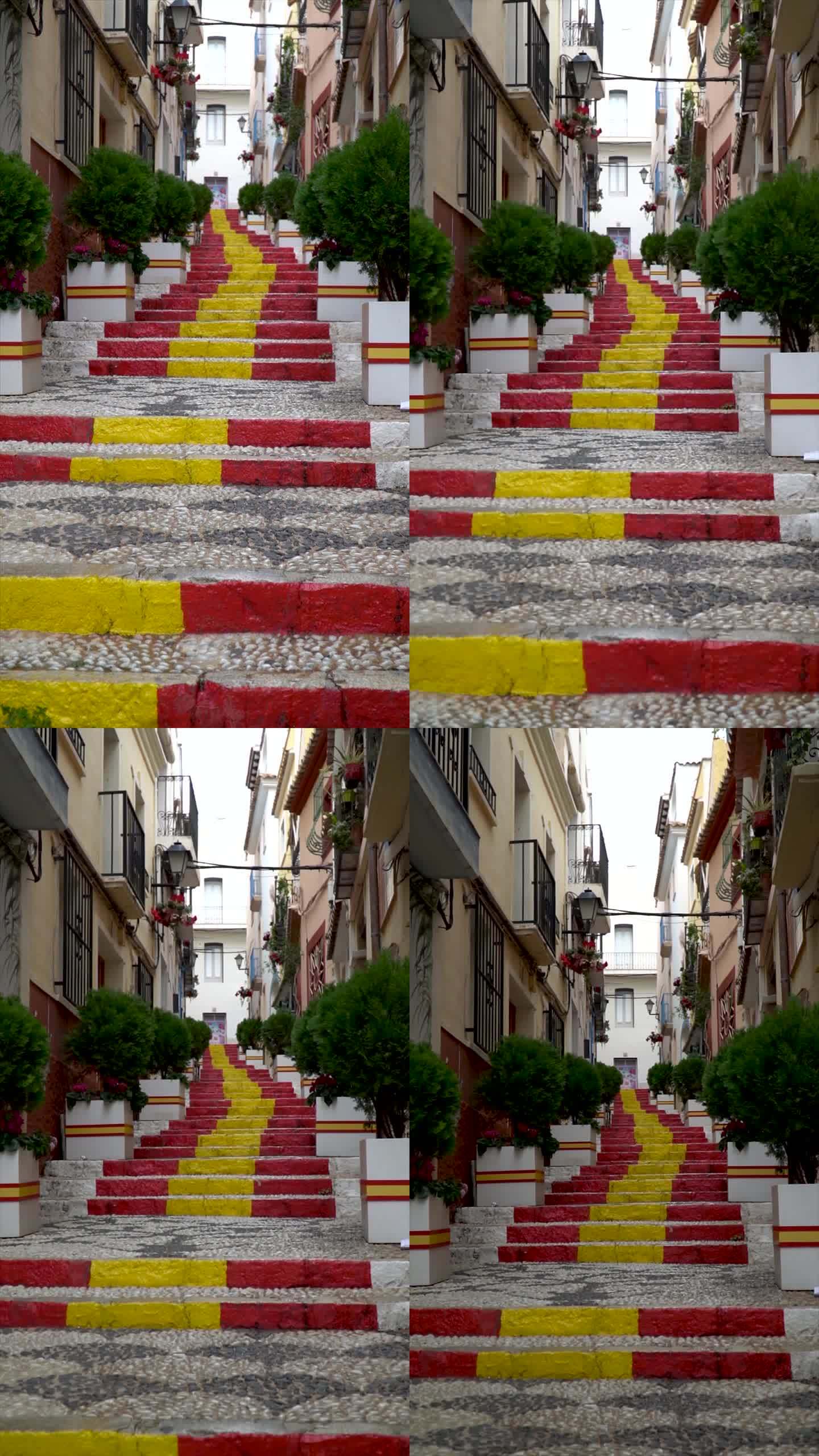 地中海古城的彩色楼梯