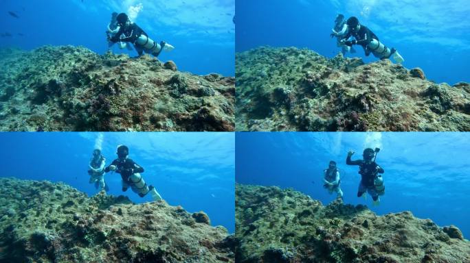 水肺潜水海底沉船水下鱼珊瑚鱼群