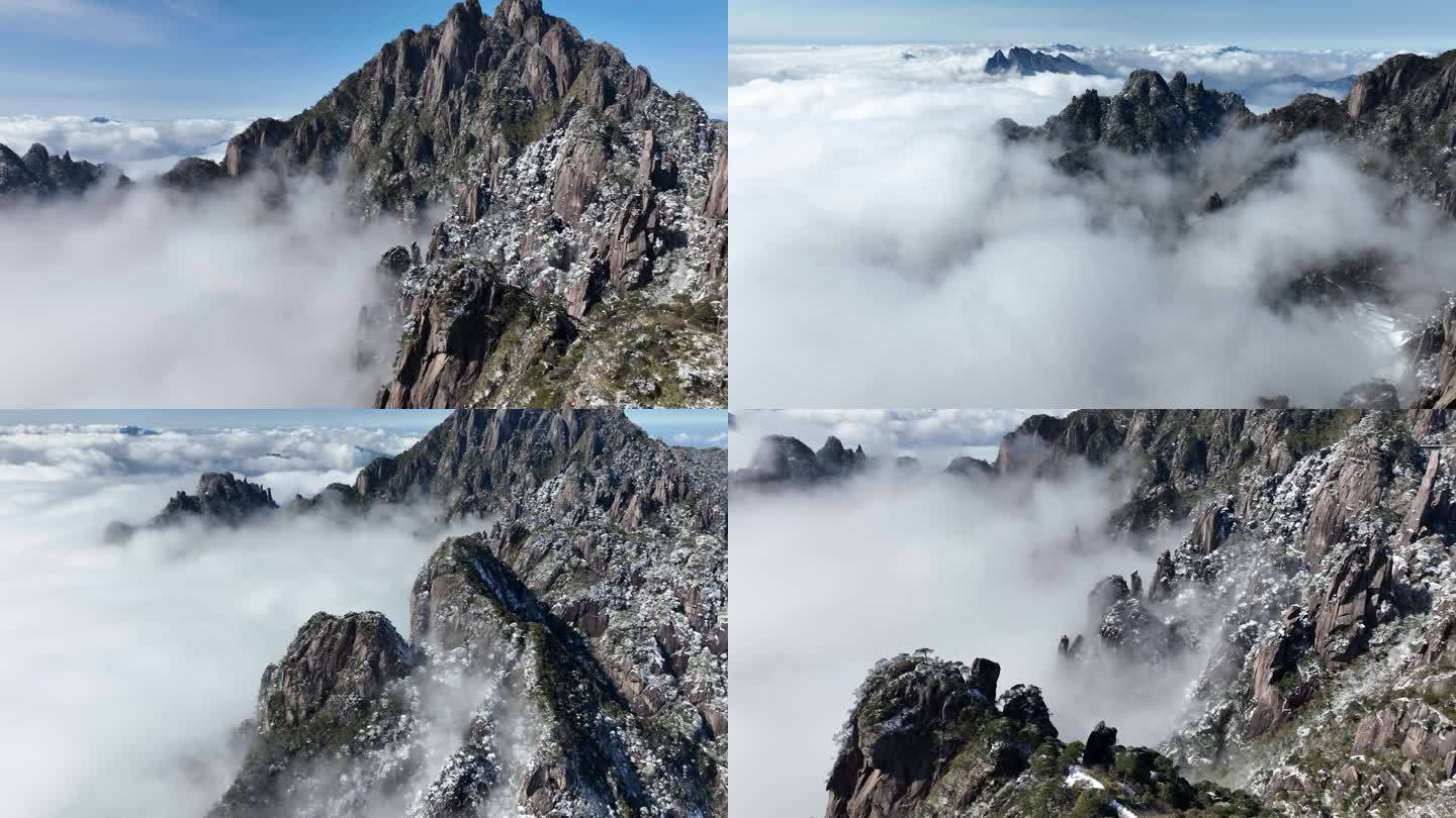世界地质公园江西三清山冬天雪景风光航拍