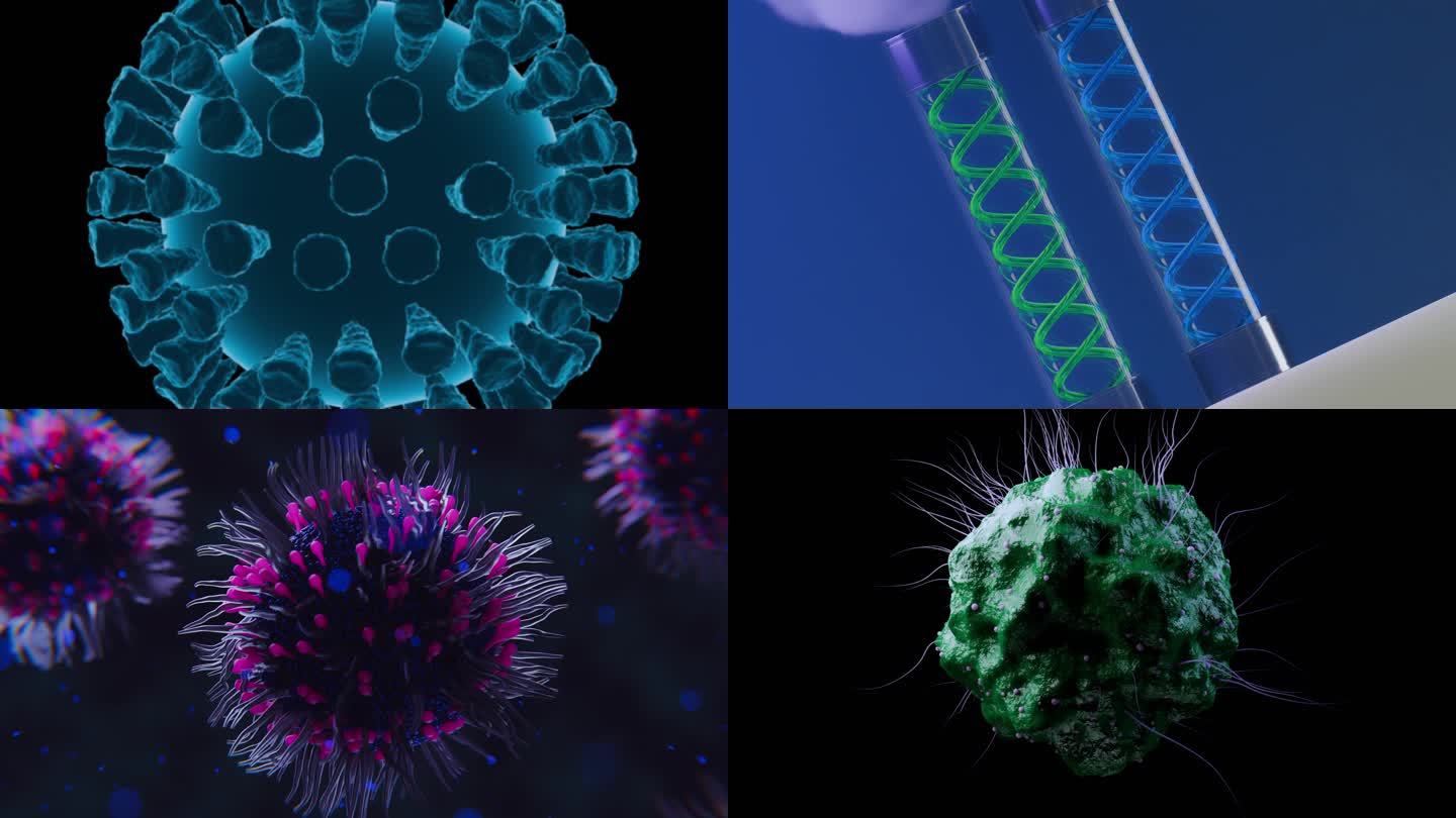 病毒生化DNA坏死概念动画