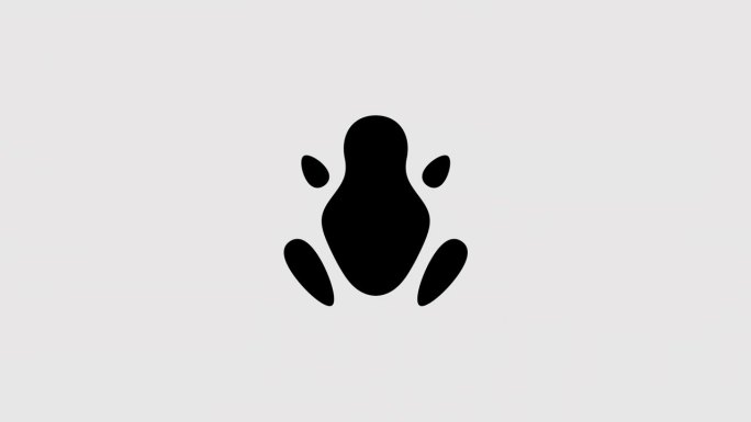 抽象青蛙图形动画。Alpha通道。简单的蟾蜍透明背景运动设计。4K分辨率