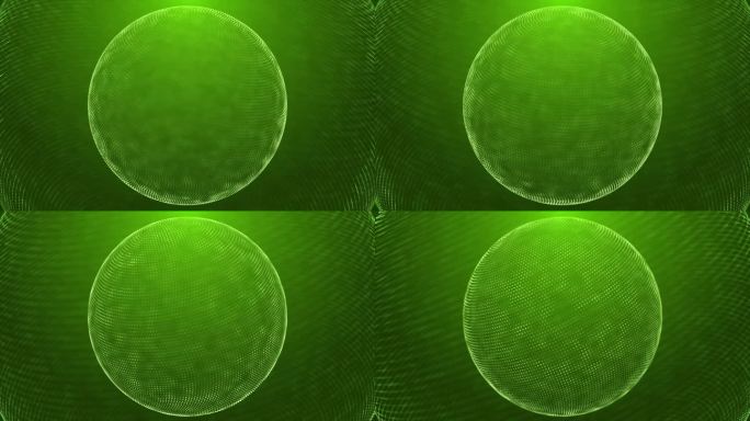 球体与粒子绿色环背景